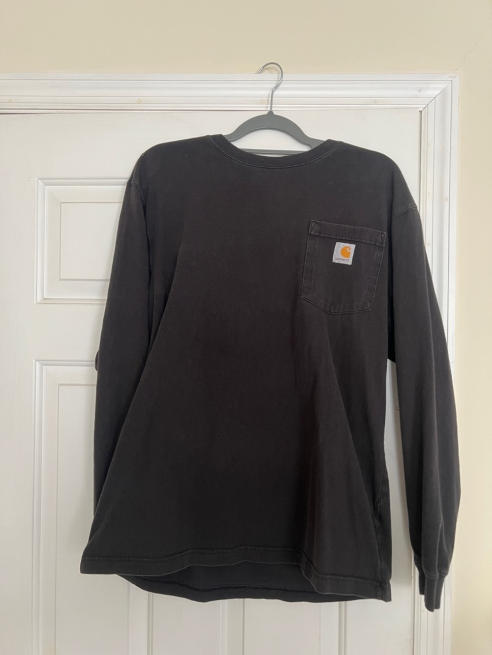 Carhartt Black Long Sleeve Pocket Tee with Logo Patch